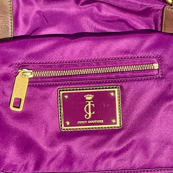 Juicy Couture Vintage Purple Nylon Tote Bag Gold Accents Multiple Compartments! - Picture 11 of 14